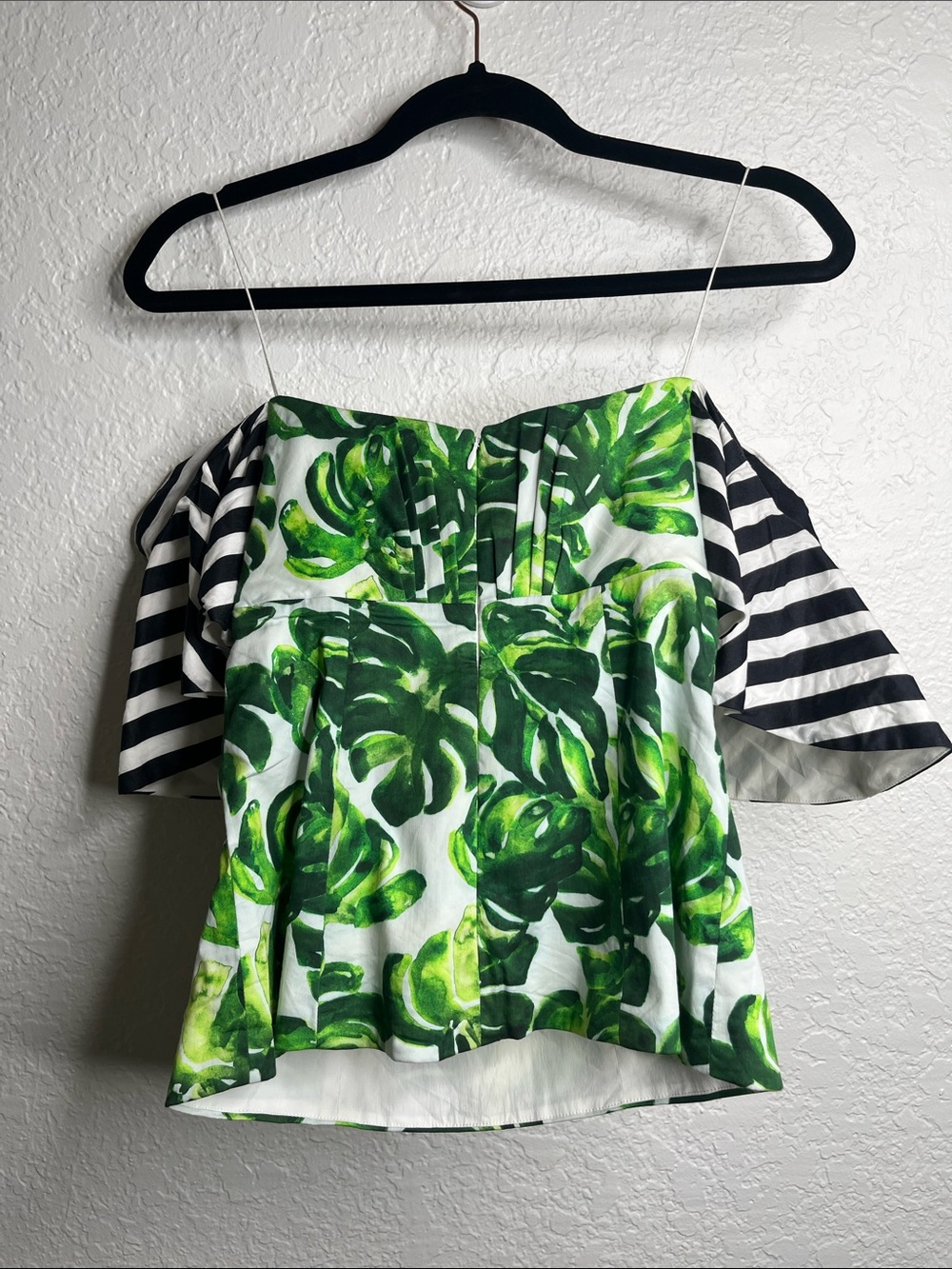 Caroline Constas Alix Off the Shoulder Palm Stripe Top sz XS - Picture 6 of 7